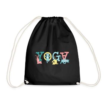 Yoga Katzenfreund Geschenk - Turnbeutel - Schwarz - Vorne
