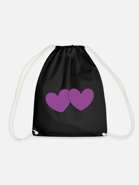 Violette Herzen Herzmuster Geschenk - Turnbeutel - Schwarz