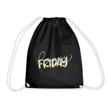 Happy Friday Lettrage Enfin Week-end Temps libre - Sac de sport léger - noir - Devant