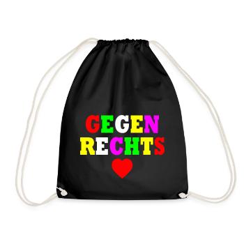Gegen rechts - Turnbeutel - Schwarz - Vorne