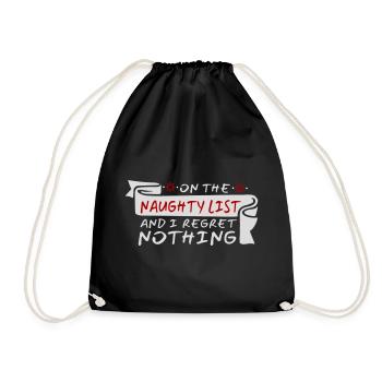 On the naughty list and regret nothing XMas Spruch - Drawstring Bag - black - Front