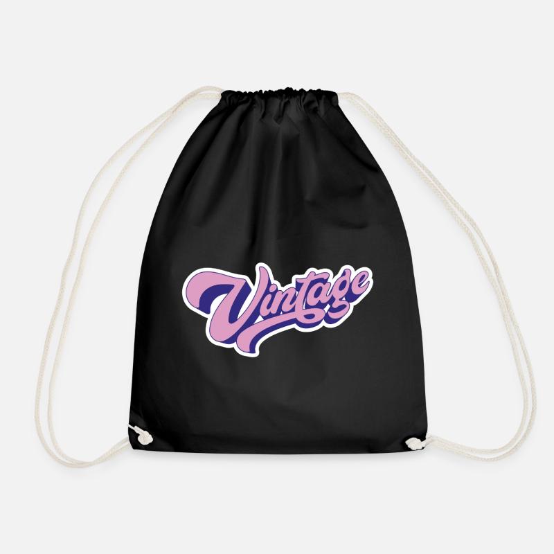 Vintage Rose - Drawstring Bag - black