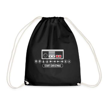 Cheat Code Start Christmas Gaming Gamer Video Game - Drawstring Bag - black - Front