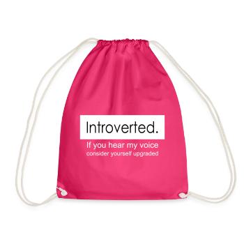 introvert - Drawstring Bag - fuchsia - Front