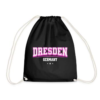 Dresden Retro Emblem Pink - Turnbeutel - Schwarz - Vorne