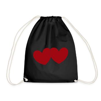 2 rote Herzen Herz rot Geschenk Valentinstag - Turnbeutel - Schwarz - Vorne