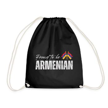 Proud Armenian, Armenian patriot - Drawstring Bag - black - Front