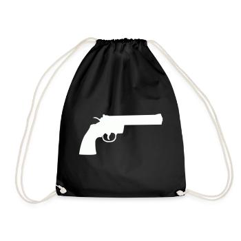 Minimalistische Revolver-Silhouette - Turnbeutel - Schwarz - Vorne
