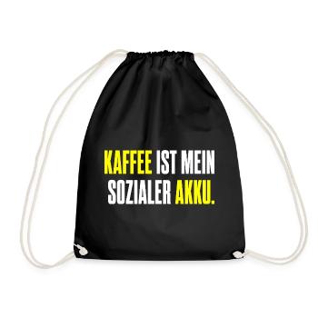 Kaffee ist mein sozialer Akku – Edition 2 - Turnbeutel - Schwarz - Vorne