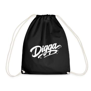 Digga | Cooler Graffiti Spruch | Jugendwort - Turnbeutel - Schwarz - Vorne