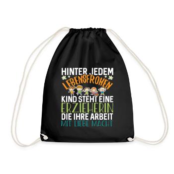 Eine Erzieherin, die ihre Arbeit mit Liebe macht - Turnbeutel - Schwarz - Vorne