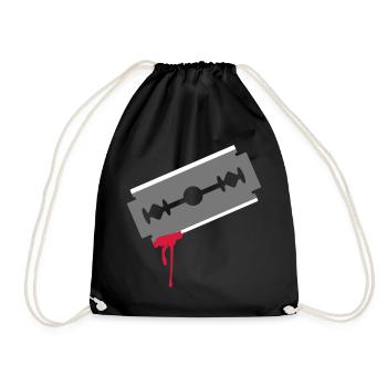 Razor blade blood cut wound scar 3c - Drawstring Bag - black - Front