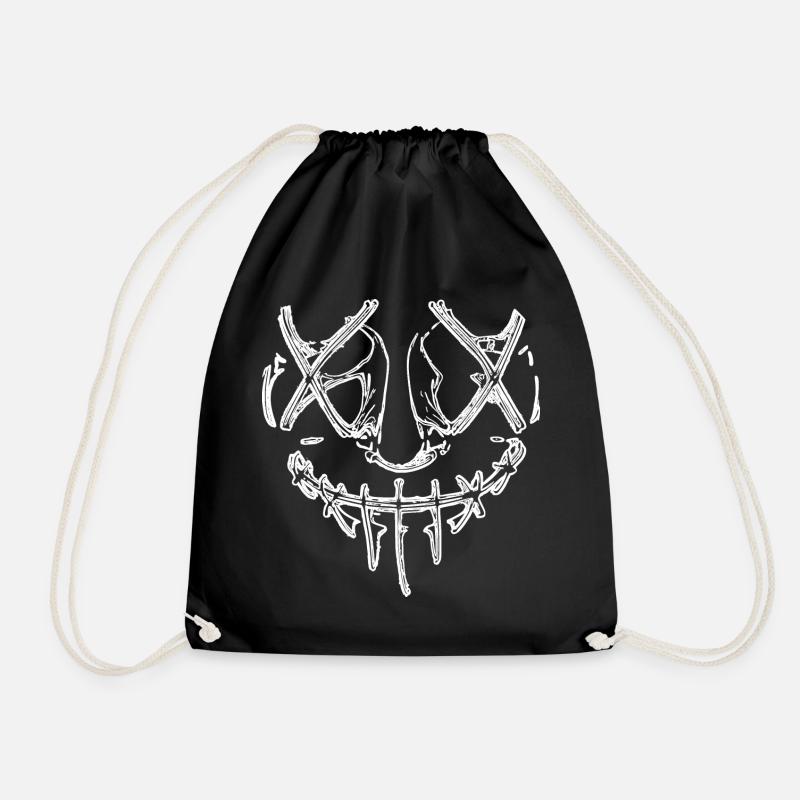 Creepy Horror Face Mask Halloween Clown - Drawstring Bag - black