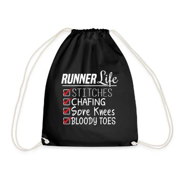Funner Running Checkliste für Runner's Life - Turnbeutel - Schwarz - Vorne