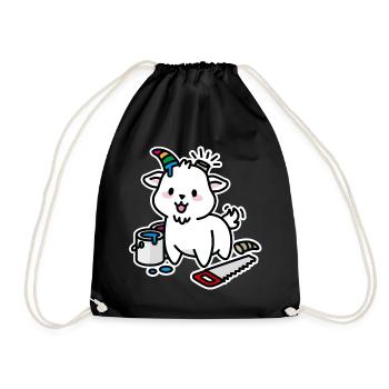 Unicorn DIY Kawaii Niedlich Steinbock Ziege lustig - Turnbeutel - Schwarz - Vorne