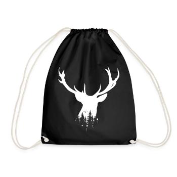 deer symbol geschenk idee hirsch Wald forest - Turnbeutel - Schwarz - Vorne