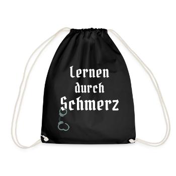 BDSM Spruch Lernen durch Schmerz Handschellen Sub - Turnbeutel - Schwarz - Vorne