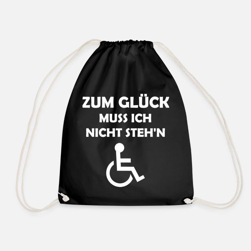 Rollstuhl Sitzplatz Zum Glück Muss Ich Nicht Stehn - Turnbeutel - Schwarz