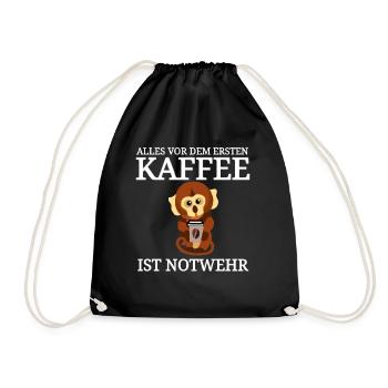 lustiger Kaffee Spruch Käffchen - Turnbeutel - Schwarz - Vorne