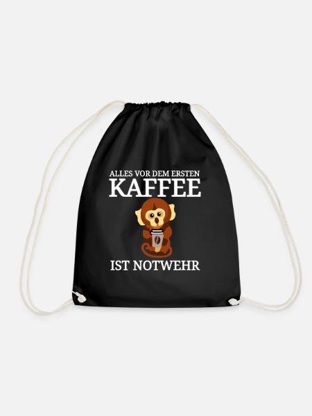lustiger Kaffee Spruch Käffchen - Turnbeutel - Schwarz
