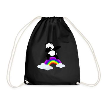 Dabbender panda rainbow kids baby - Drawstring Bag - black - Front