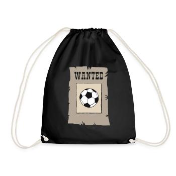 wanted Football will Fußball Fussball Soccer Ball - Turnbeutel - Schwarz - Vorne