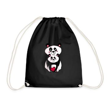 Panda siblings - proud big brother - Drawstring Bag - black - Front