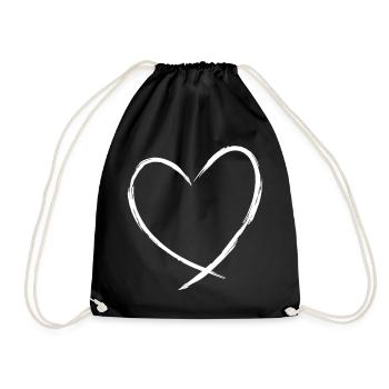 Heart symbol love gift friendship romantic - Drawstring Bag - black - Front