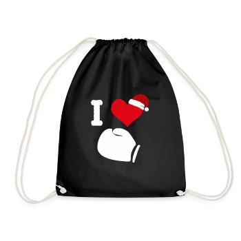 Boxhandschuh Boxhandschuhe Weihnachten Boxen Boxer - Turnbeutel - Schwarz - Vorne