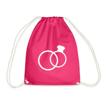 Mariage anneaux fiançailles partie de bachelorette mariage coeur amour mariage - Sac de sport léger - fuchsia - Devant