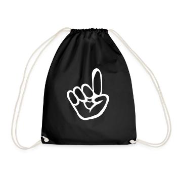 Hand sign gift sign forefinger - Drawstring Bag - black - Front