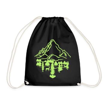Mountains, forest and deer - Drawstring Bag - black - Front
