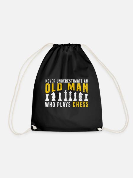 vieil homme jouant aux échecs - Sac de sport léger - noir
