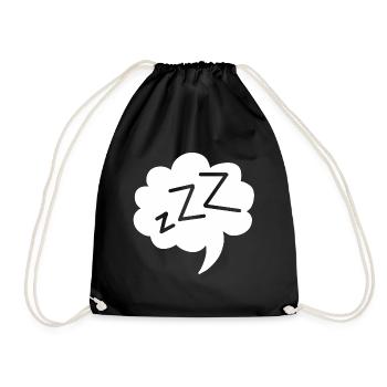 Sleeping tired sleepy lazy sleep gift night - Drawstring Bag - black - Front