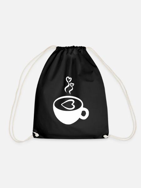 Kaffeebohne Kaffee Tasse Coffee Koffein Geschenk - Turnbeutel - Schwarz