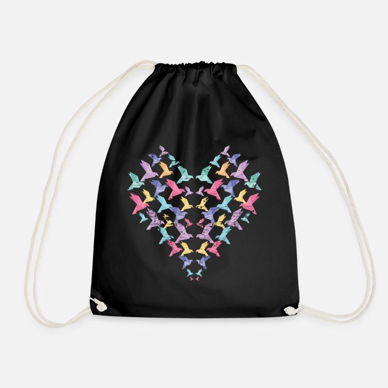 origami - Drawstring Bag - black