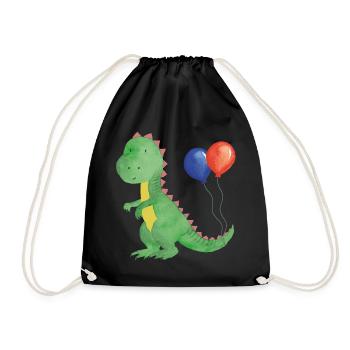 Kleiner Dino mit Luftballons - Turnbeutel - Schwarz - Vorne