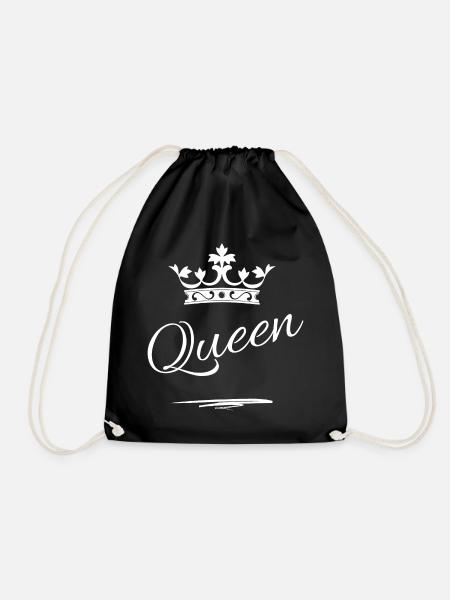Krone mit Schriftzug Queen-Weiß - Turnbeutel - Schwarz