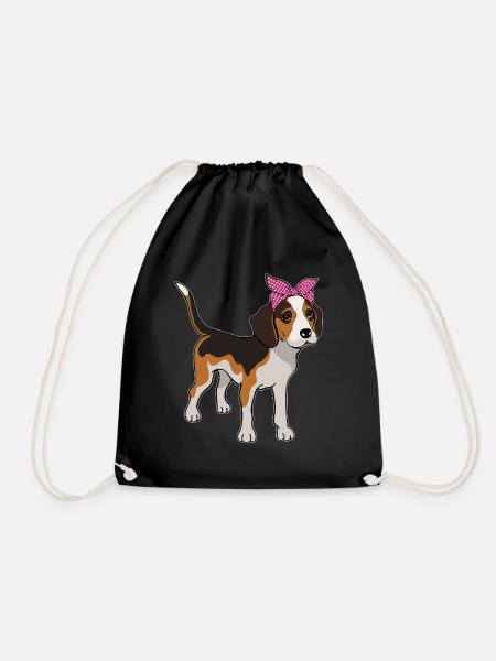 Beagle mit Schleife Beaglebesitzer Geschenk - Turnbeutel - Schwarz