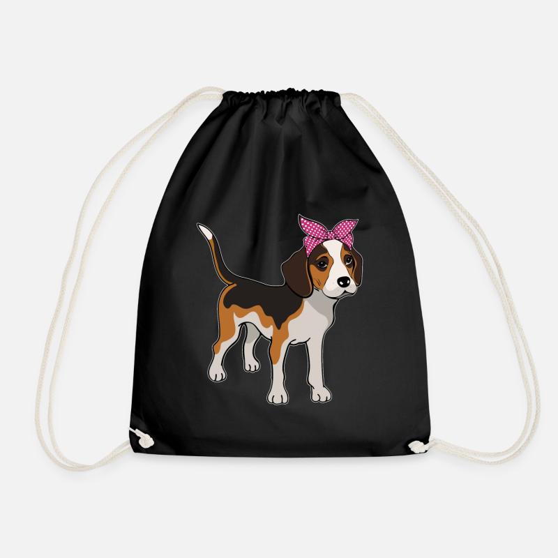 Beagle mit Schleife Beaglebesitzer Geschenk - Turnbeutel - Schwarz
