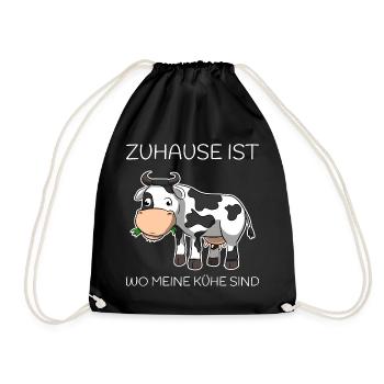 Zuhause Ist Wo Meine Kühe Sind Landwirt Bauer - Turnbeutel - Schwarz - Vorne