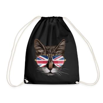 United Kingdom Cat - Drawstring Bag - black - Front