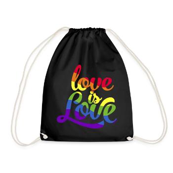 Love is equal. Liebe kennt kein Geschlecht. Spruch - Turnbeutel - Schwarz - Vorne