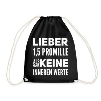 Lieber 1.5 Promille Lustiger Sauf Spruch - Turnbeutel - Schwarz - Vorne