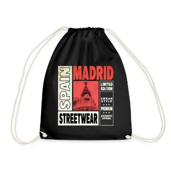 Madrid Spain City Skyline Holiday Home Love - Drawstring Bag - black - Front