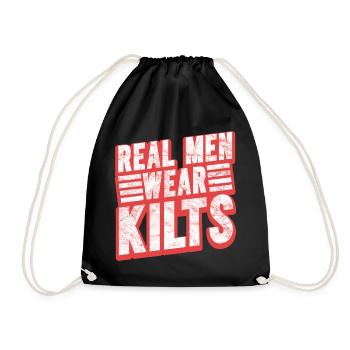 Real Men Wear Kilts- Schottenroch Herrenrock - Turnbeutel - Schwarz - Vorne