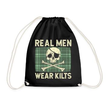 Real Men Wear Kilts- Schottenroch Herrenrock - Turnbeutel - Schwarz - Vorne