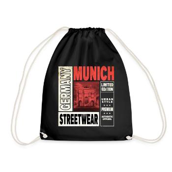 Munich Germany City Skyline Home Love - Drawstring Bag - black - Front