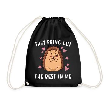 Hedgie They Bring Out The Best In Me Hedgehog - Drawstring Bag - black - Front