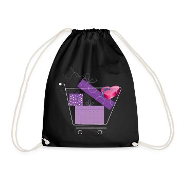 Shopping cart with gifts - Drawstring Bag - black - Front